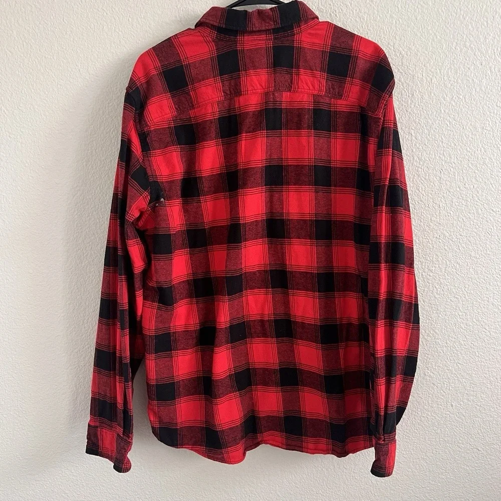 Men's Red Black Buffalo Plaid Flannel Shirt  XL Grunge Workwear Lumberjack Gap